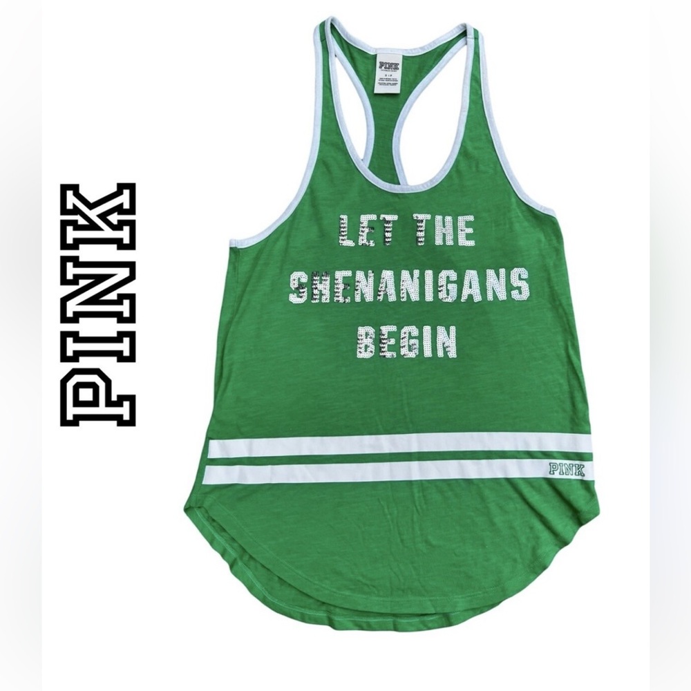VS PINK St. Patrick’s Day Sequin Tank Top in Small